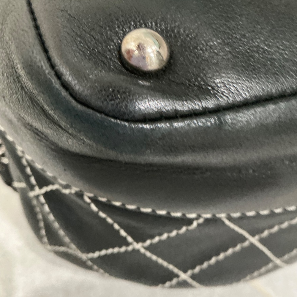CHANEL Black  Quilted Leather Wild Stitch Bucket  Bag with Silver hardware - Picture 7 of 15